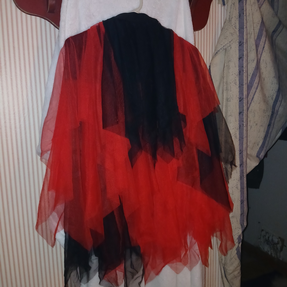 Elegant Red and Black Layered Skirt